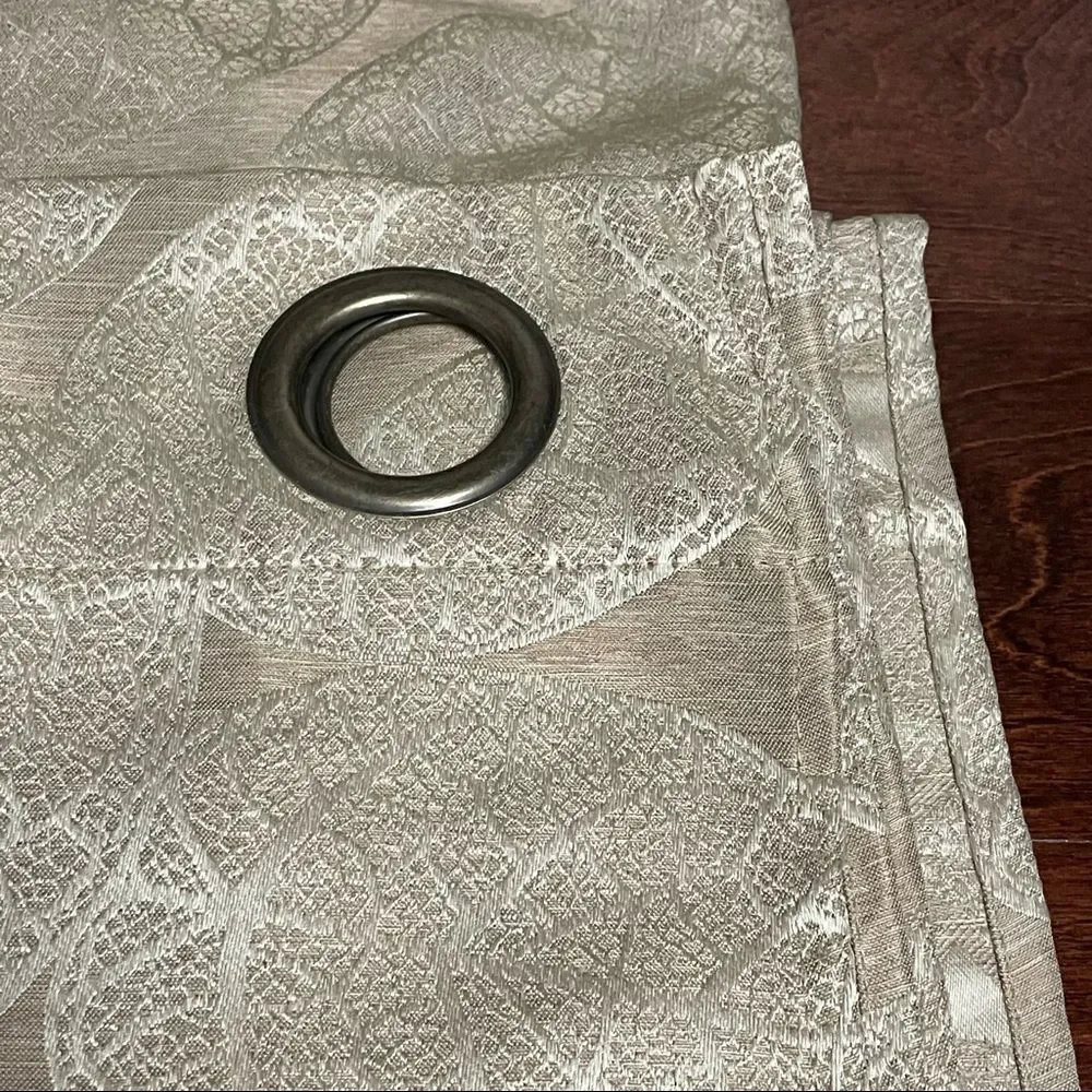 Beige And Cream Curtains Lace Leaf Pattern Design 2 Panels 84”x40”